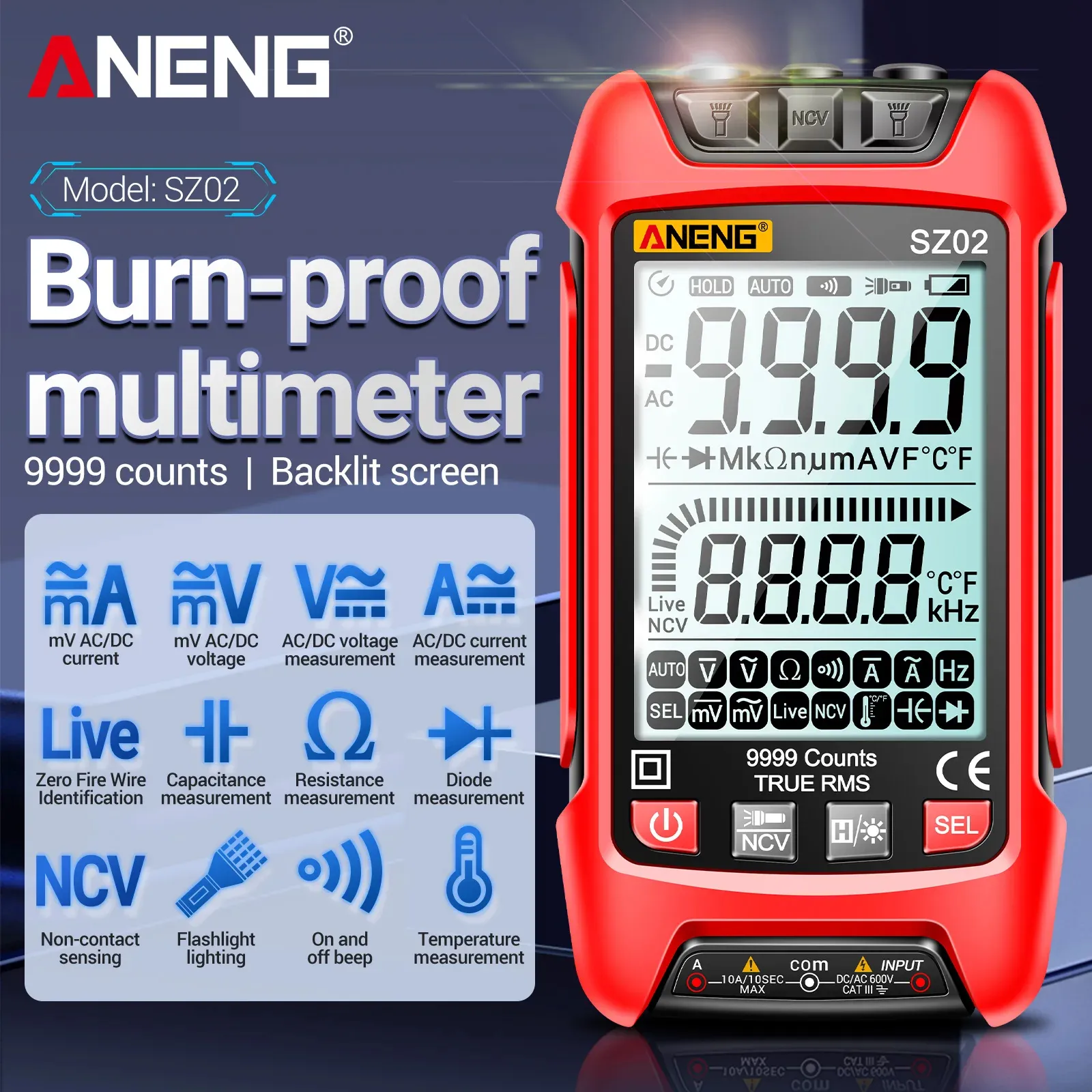 ANENG SZ02 9999 Smart Digital Multimeter True RMS Auto - image 6