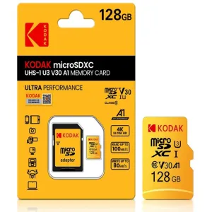 KODAK Micro SD Memory Card 128GB UP TO 90MB/s Class10 U3