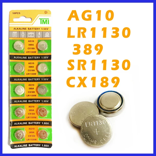 10 PCS x LR1130 AG10 Alkaline Battery 1.5V Button Cell