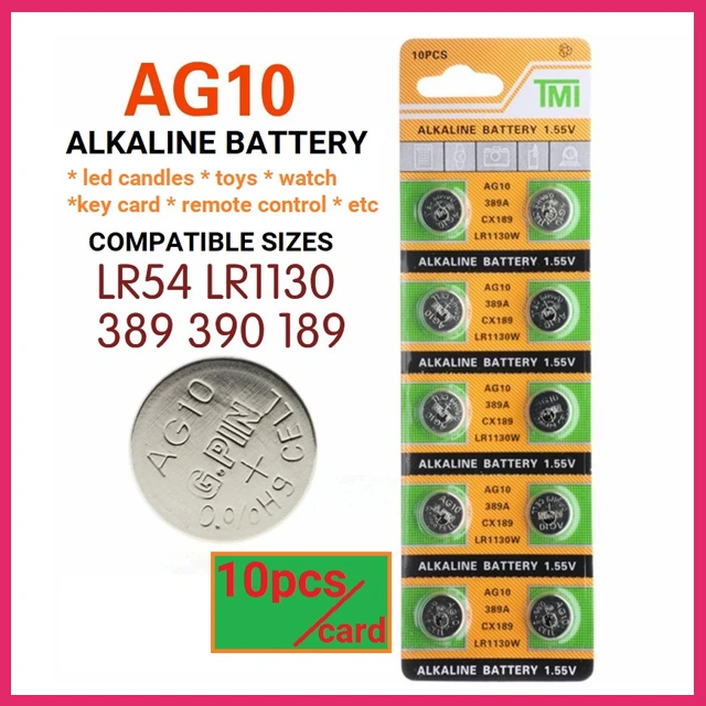10 PCS x LR1130 AG10 Alkaline Battery 1.5V Button Cell - image 2