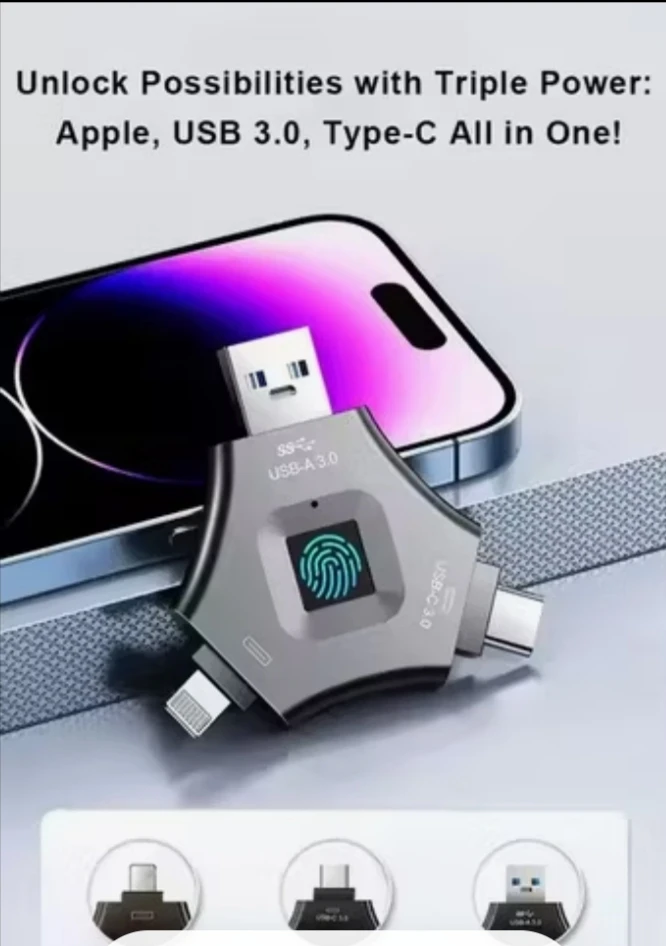 3in1 finger print flash drive 128gb - image 2