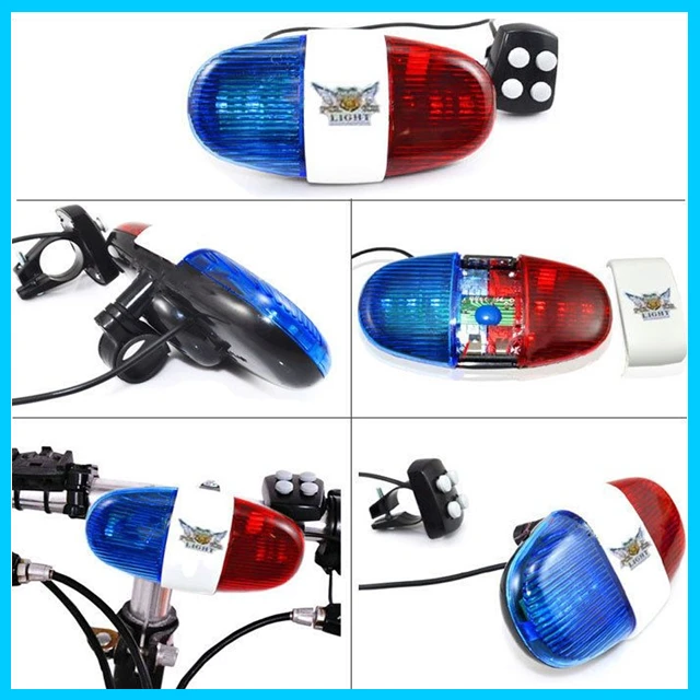 Bicycle 6 Flashing LED 4 Sounds Police Light Horn - image 2