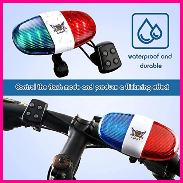 Bicycle 6 Flashing LED 4 Sounds Police Light Horn - image 4