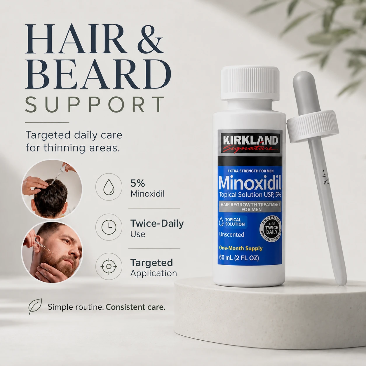Kirkland Minoxidil 5% Hair Regrowth Solution for Men