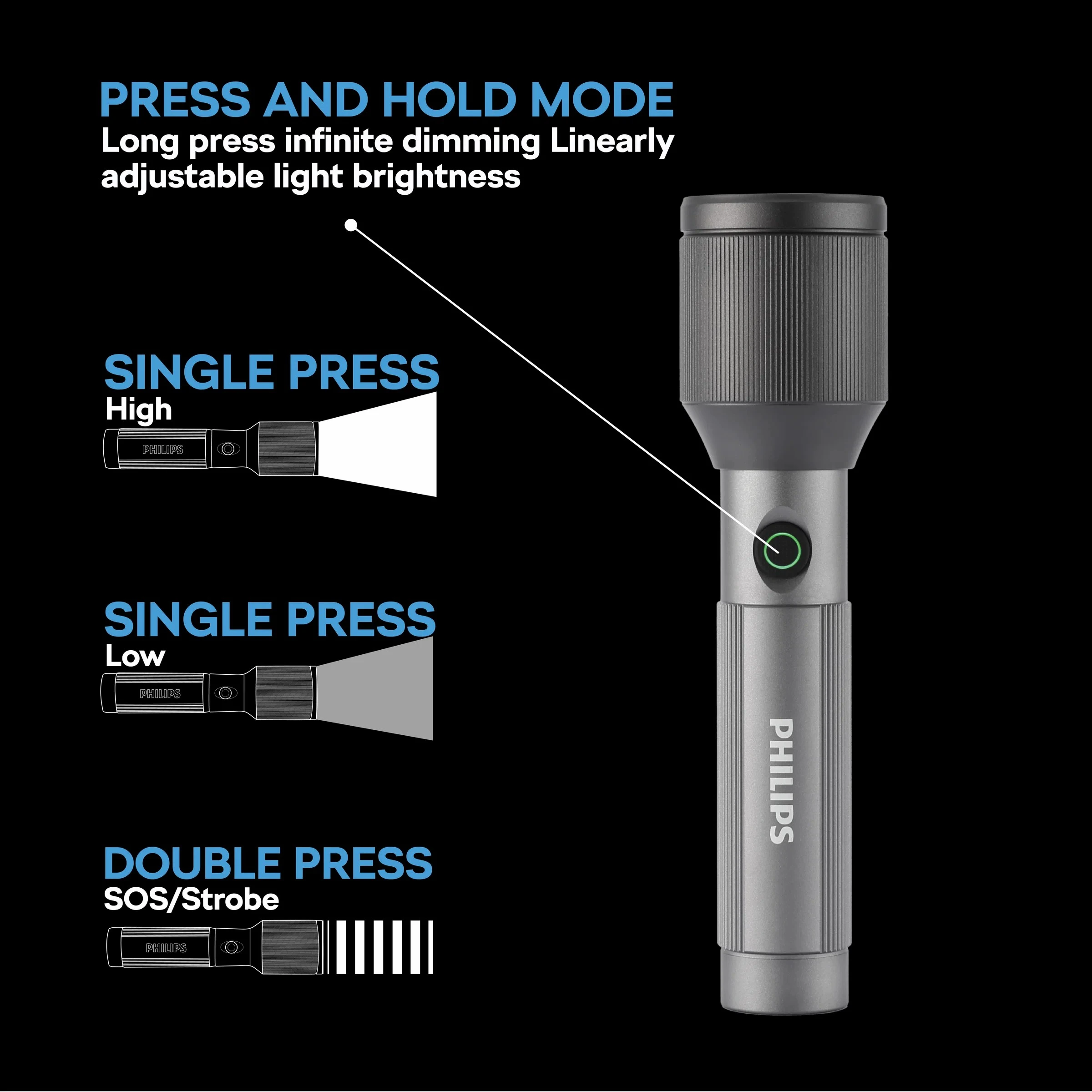 Philips SFL2242 /56 Aircraft Aluminium Flashlight - image 3