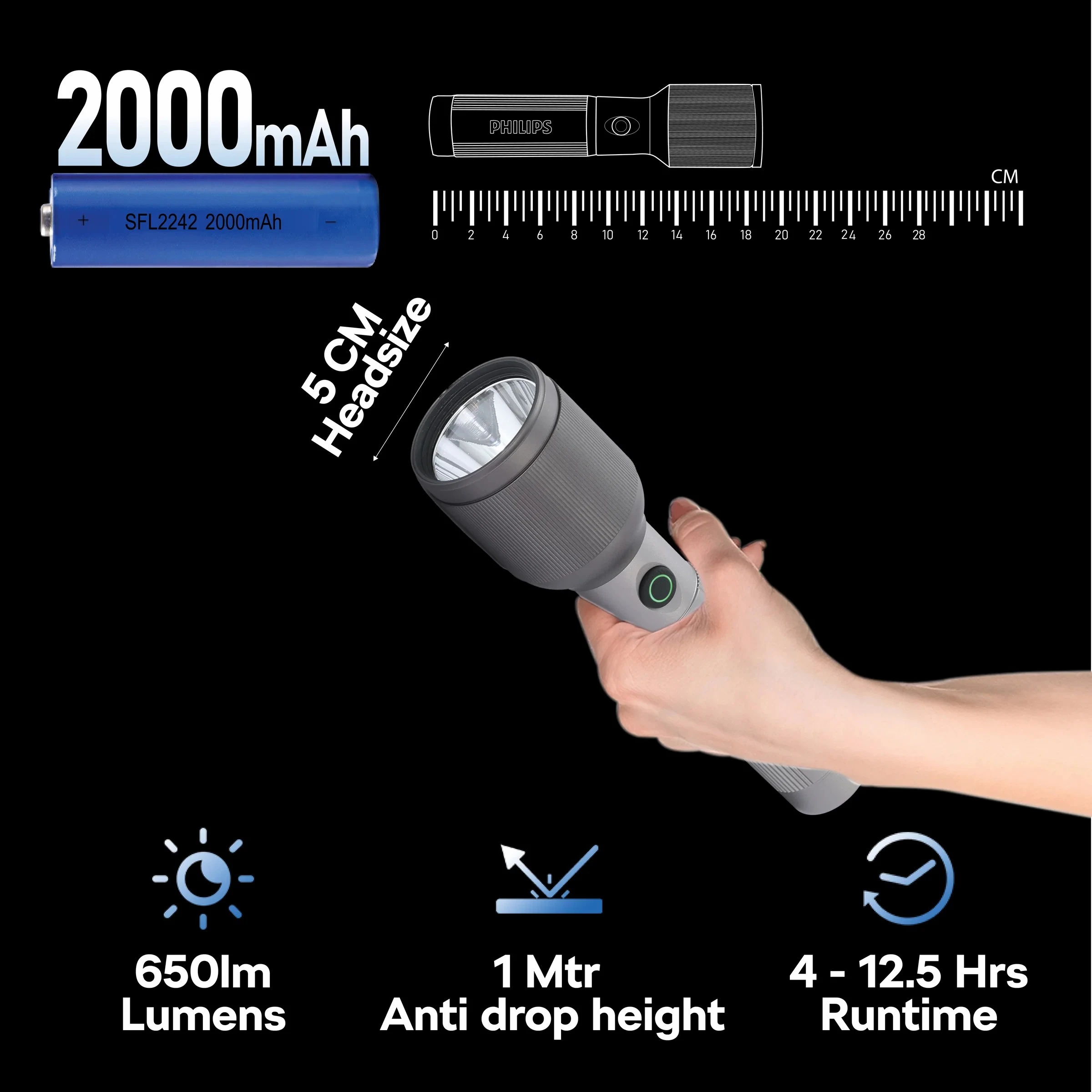 Philips SFL2242 /56 Aircraft Aluminium Flashlight - image 5