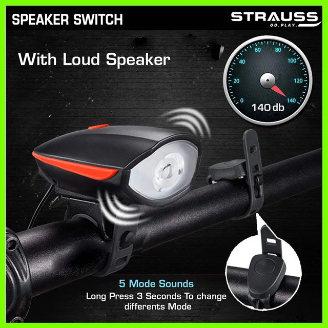 USB Rechargeable Bicycle Horn with 300 Lumens Light - image 2