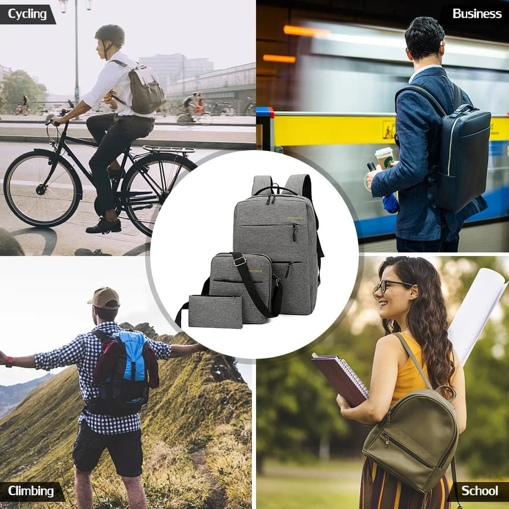 waterproof fabric 3 pcs laptop backpack School b - image 5