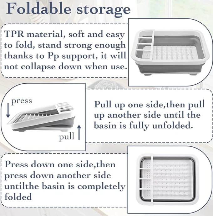 1x Kitchen Collapsible Dish Drainer Drying Rack - image 5