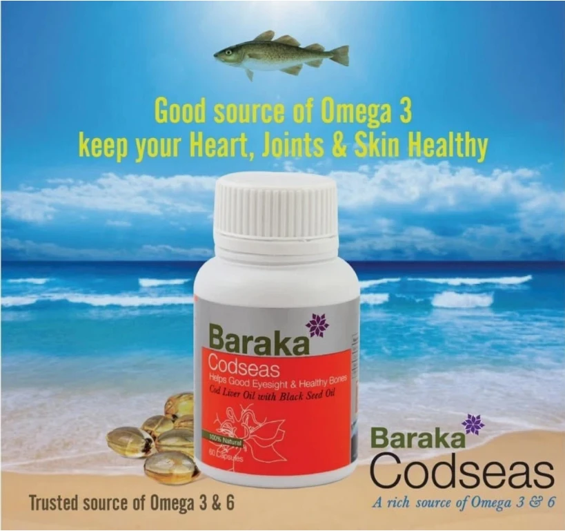 BARAKA Codseas Cod Liver Oil & Black Seed Oil (60 Caps)