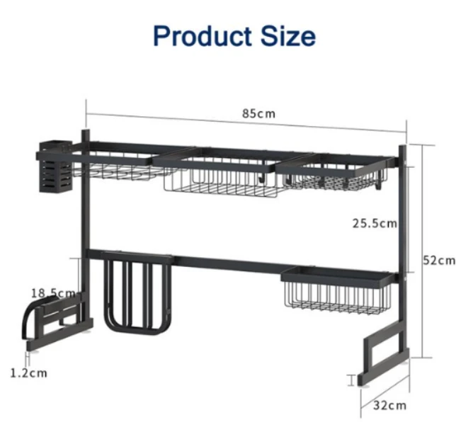 Double sink stainless steel dish drying rack over - image 2