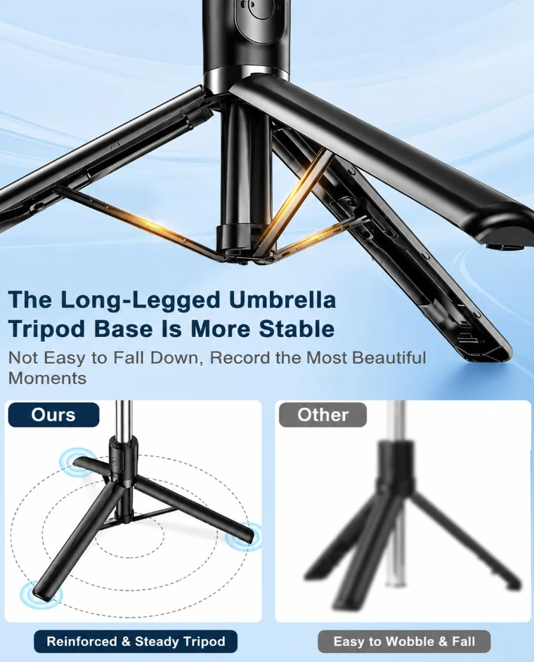 R1S-L 6ft Tripod Selfie Stick LED Fill Light & Remote - image 6