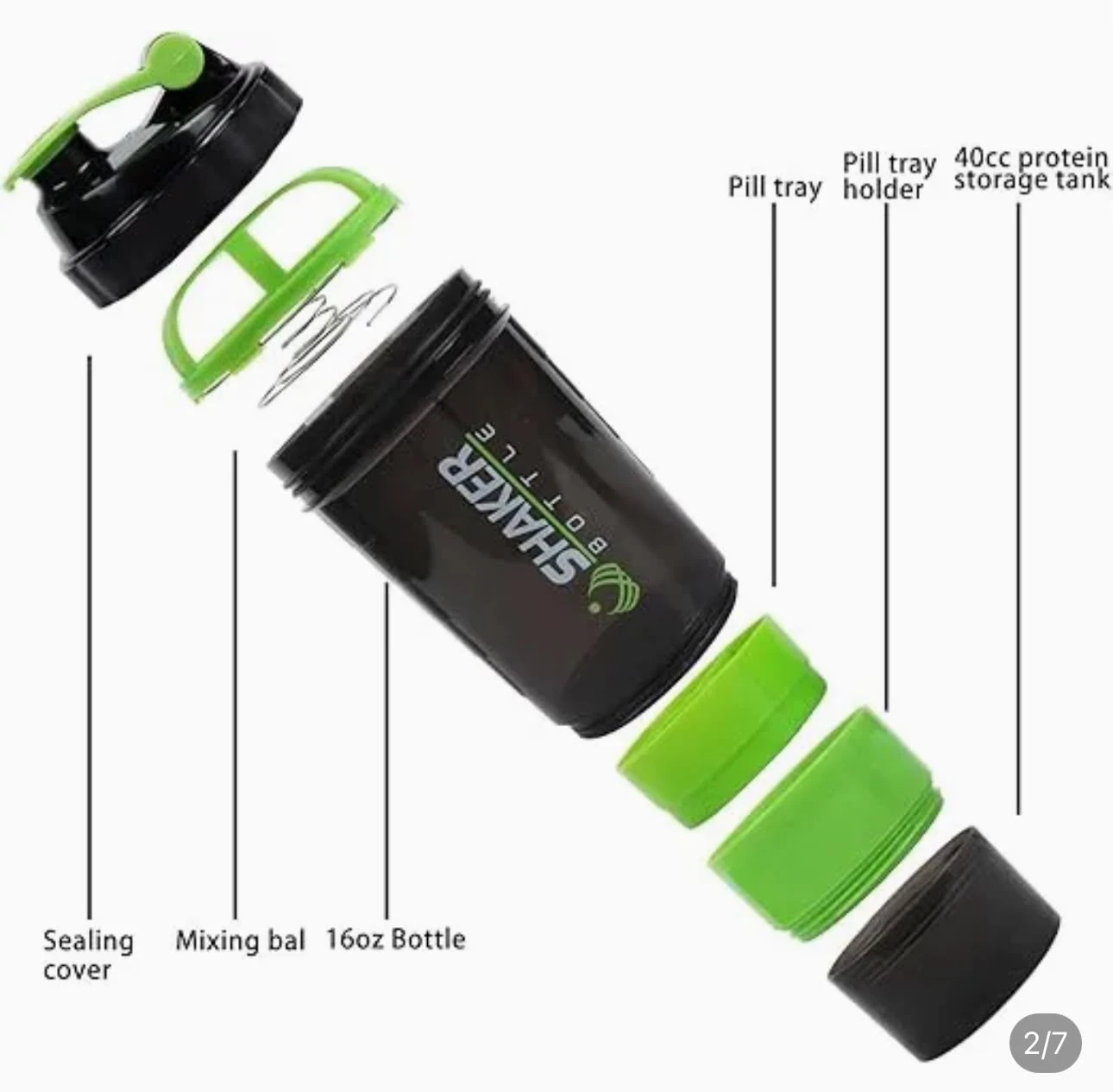 Spider Protein Shaker Gym with 2 Storage Compartment - image 13