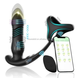 Prostate Massager Triple Penis Rings App Vibrators