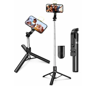R1S-L 6ft Tripod Selfie Stick LED Fill Light & Remote