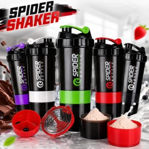 Spider Protein Shaker Gym with 2 Storage Compartment