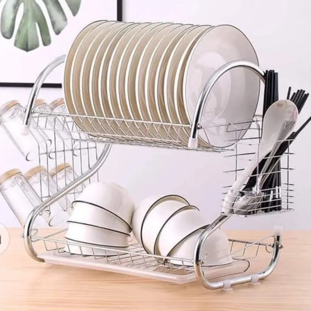 2 Layer Kitchen Dish Drainer Organizer Storage Rack - image 3