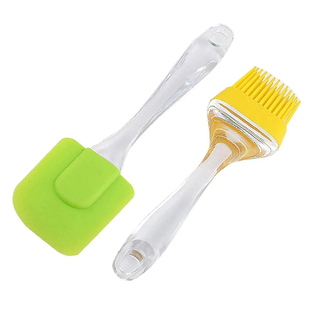 2Pcs Silicon Heat Resistance Oil Brush with Spatula Easy to - image 2