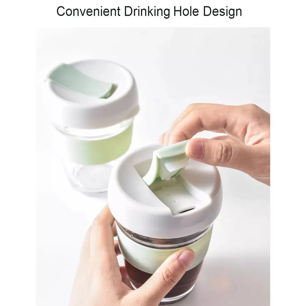 350ml Tempered Glass Reusable Travel Mug Coffee - Light blue - image 3