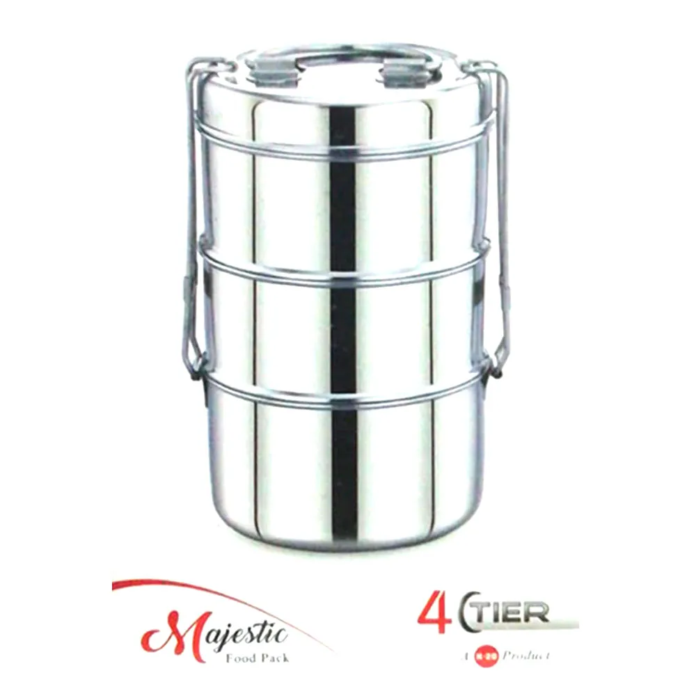 4 Tier Stainless Steel Tiffin Lunch Box for School - Silver - image 3