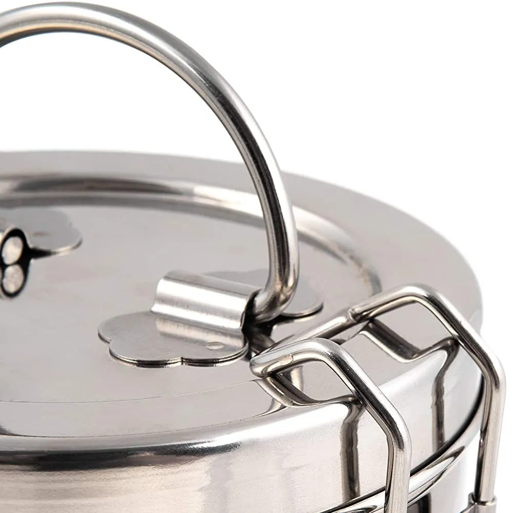 4 Tier Stainless Steel Tiffin Lunch Box for School - Silver - image 4