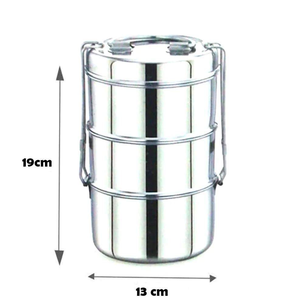 4 Tier Stainless Steel Tiffin Lunch Box for School - Silver - image 6