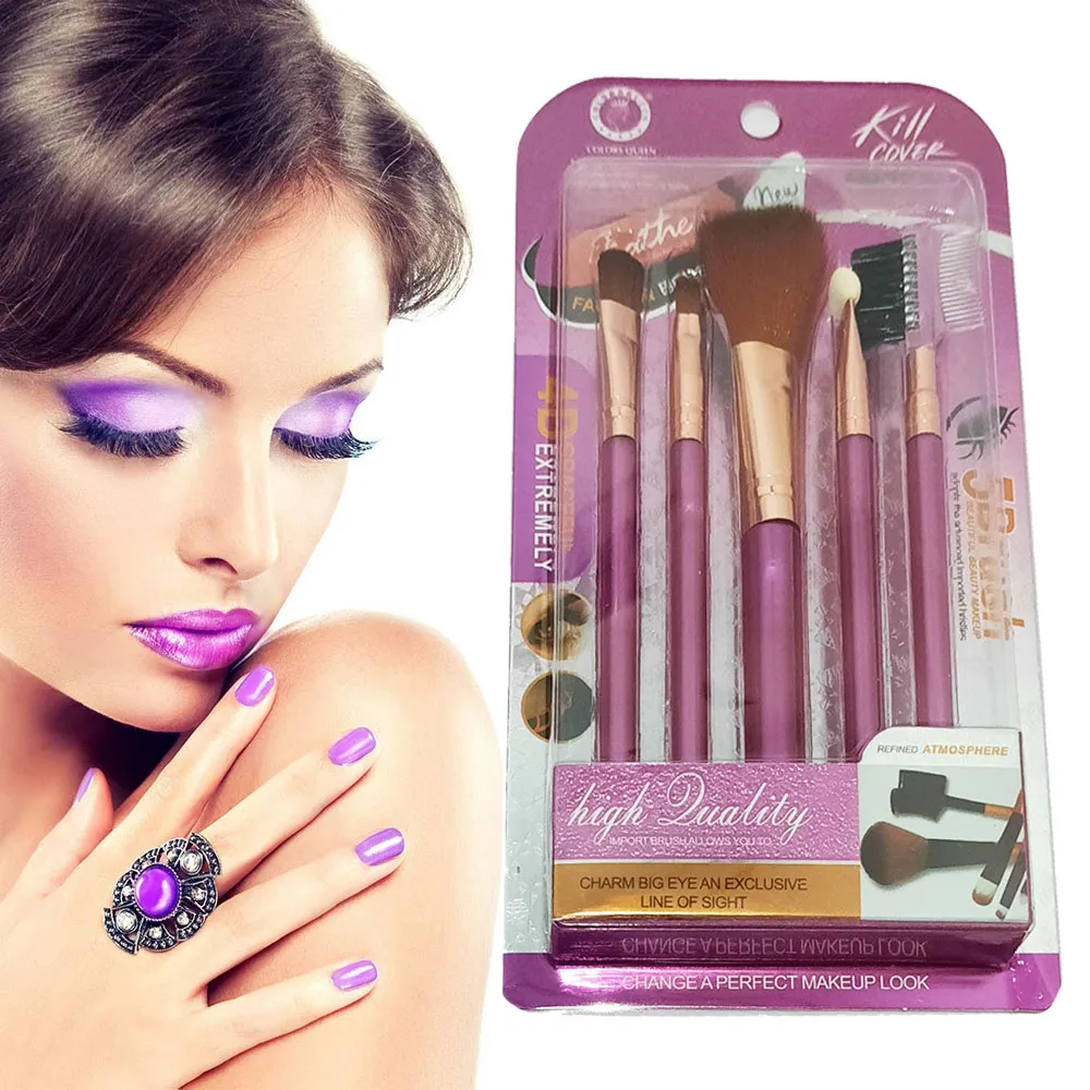 5 Pcs Set Of Makeup Brush Kit, Feather Fashion Brush Set