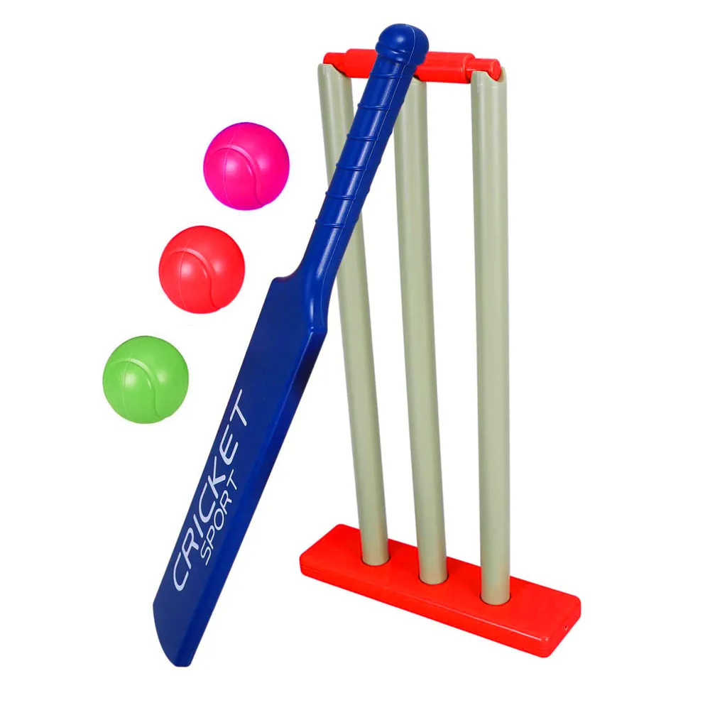 5pcs-Plastic Cricket Set, Bat with Stumps and - Multicolor