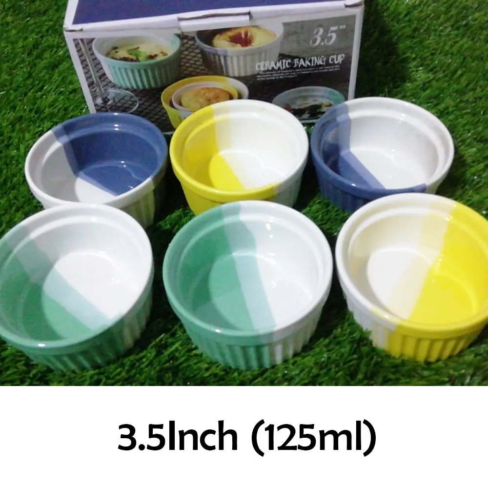 6 Pcs Ceramic Baking Oven Bowl For Muffins - 3.5 Inch - image 2