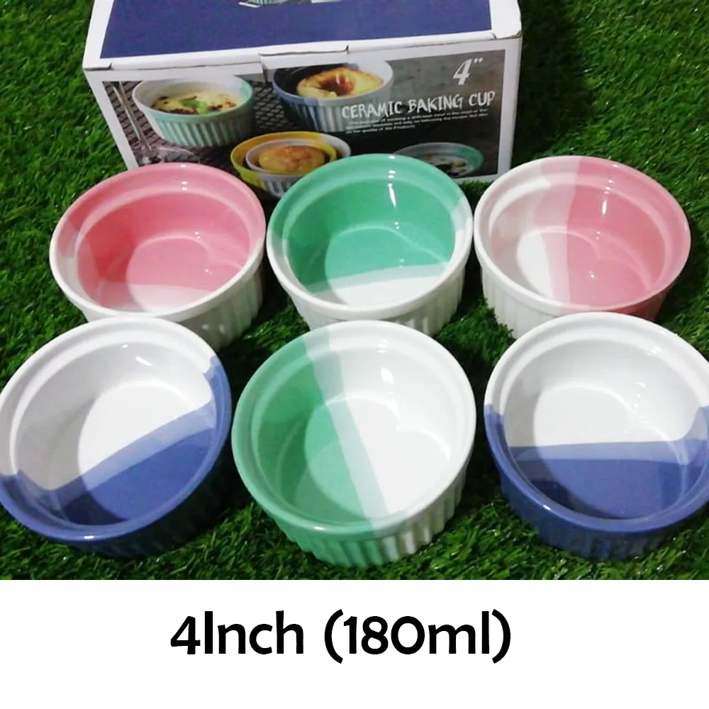 6 Pcs Ceramic Baking Oven Bowl For Muffins Cupcake - 4 Inch - image 2