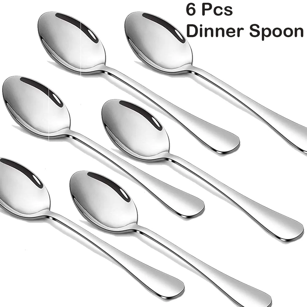 6/12 Pieces Stainless Steel Dinner - 6Pcs Dinner spoons