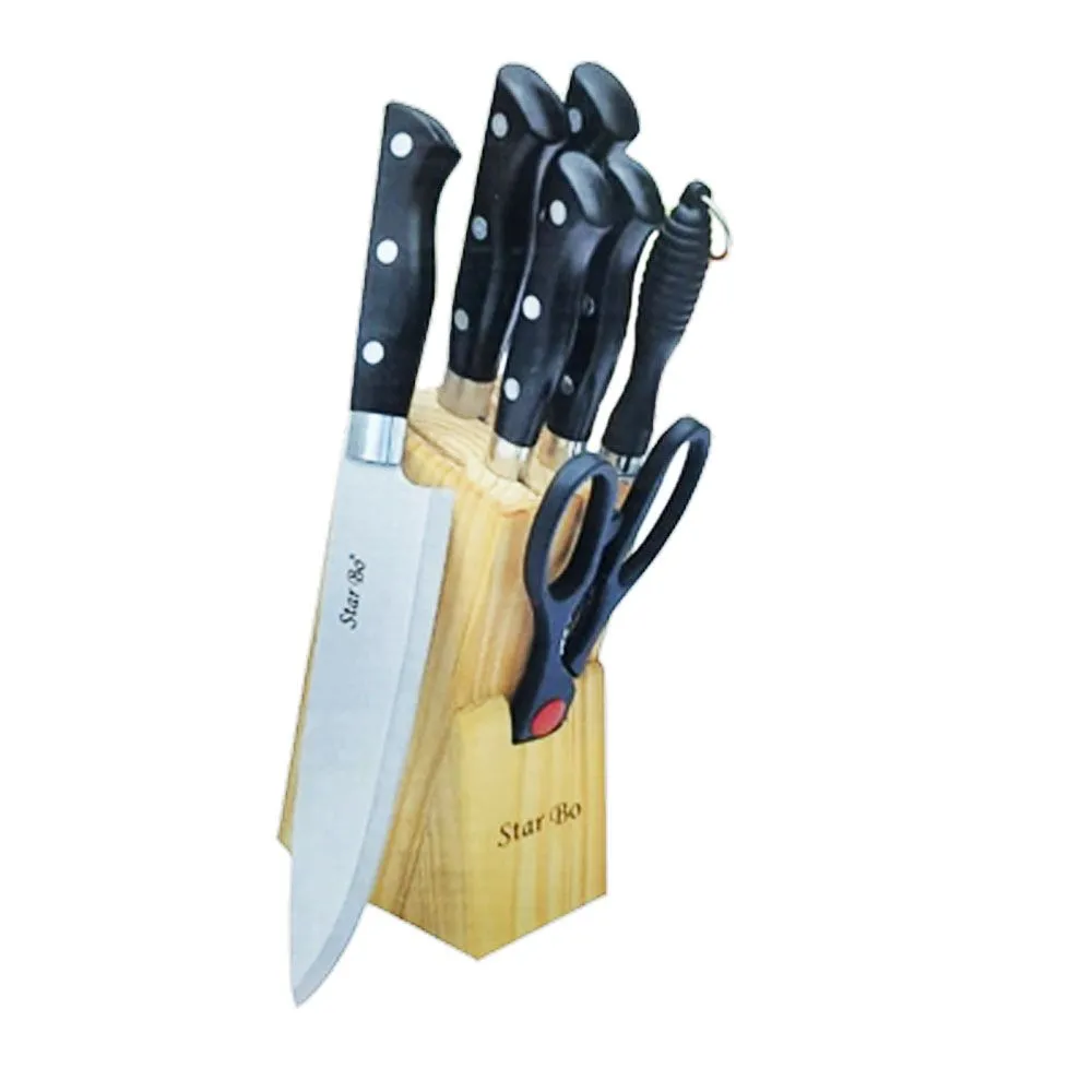 8 Pcs Set-Kitchen Knife Set with Wooden Knife Holder, 5
