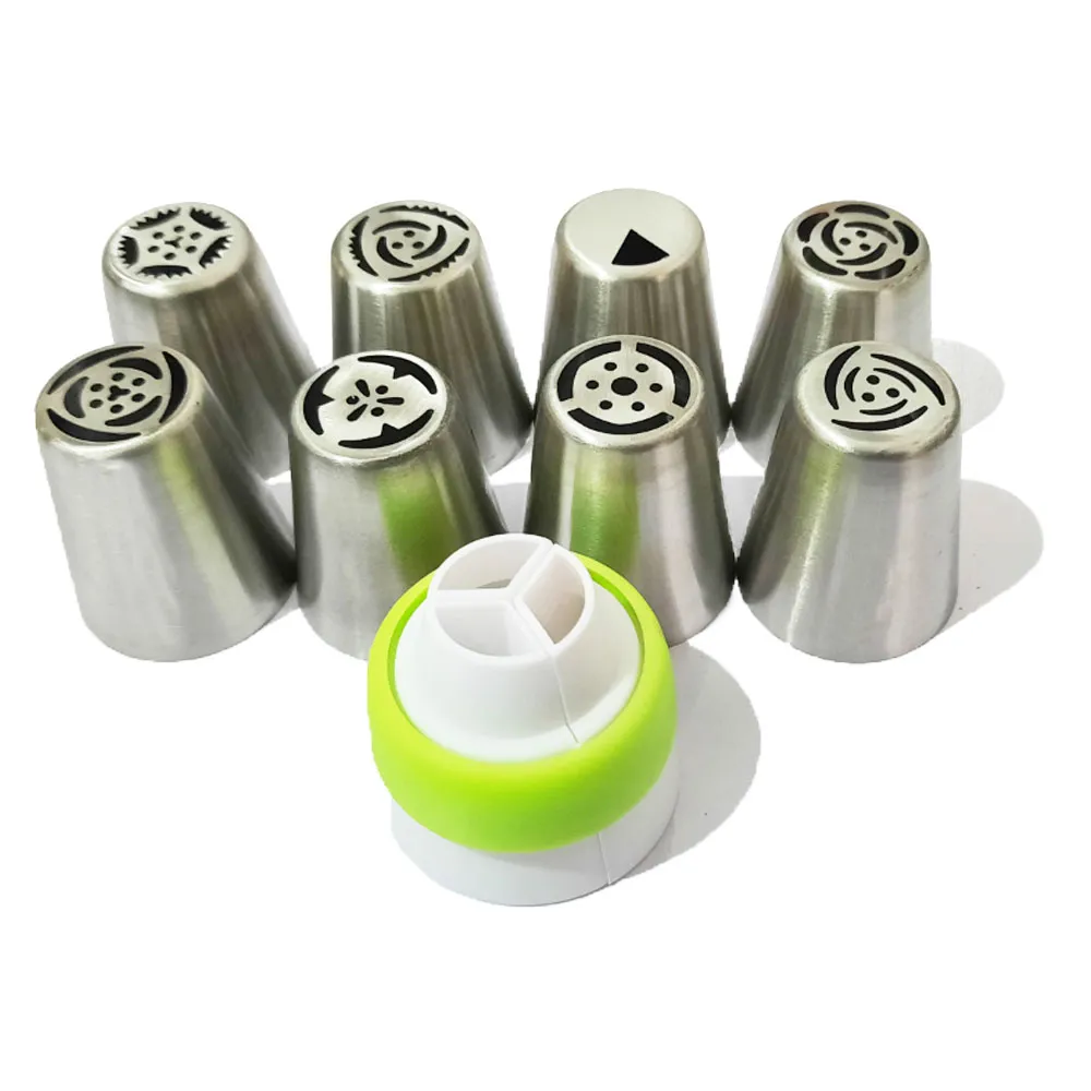 9 Pcs Set Stainless Steel Nozzle Steel Russian Tips Flower - image 2