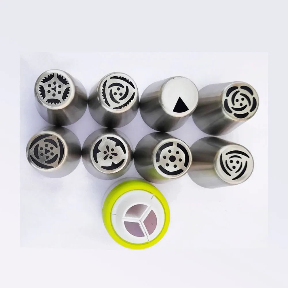 9 Pcs Set Stainless Steel Nozzle Steel Russian Tips Flower - image 3
