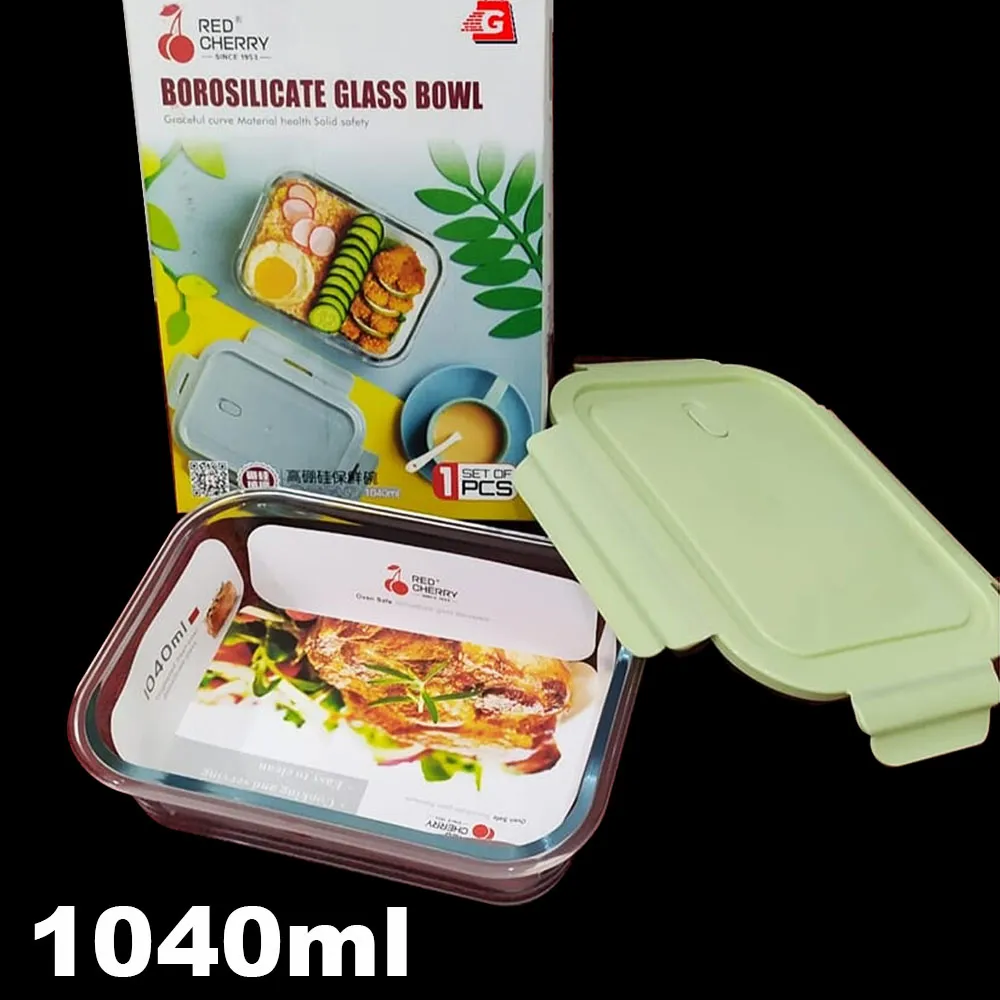 Borosilicate Glass Food Storage Bowl - 1040ml Rectangle