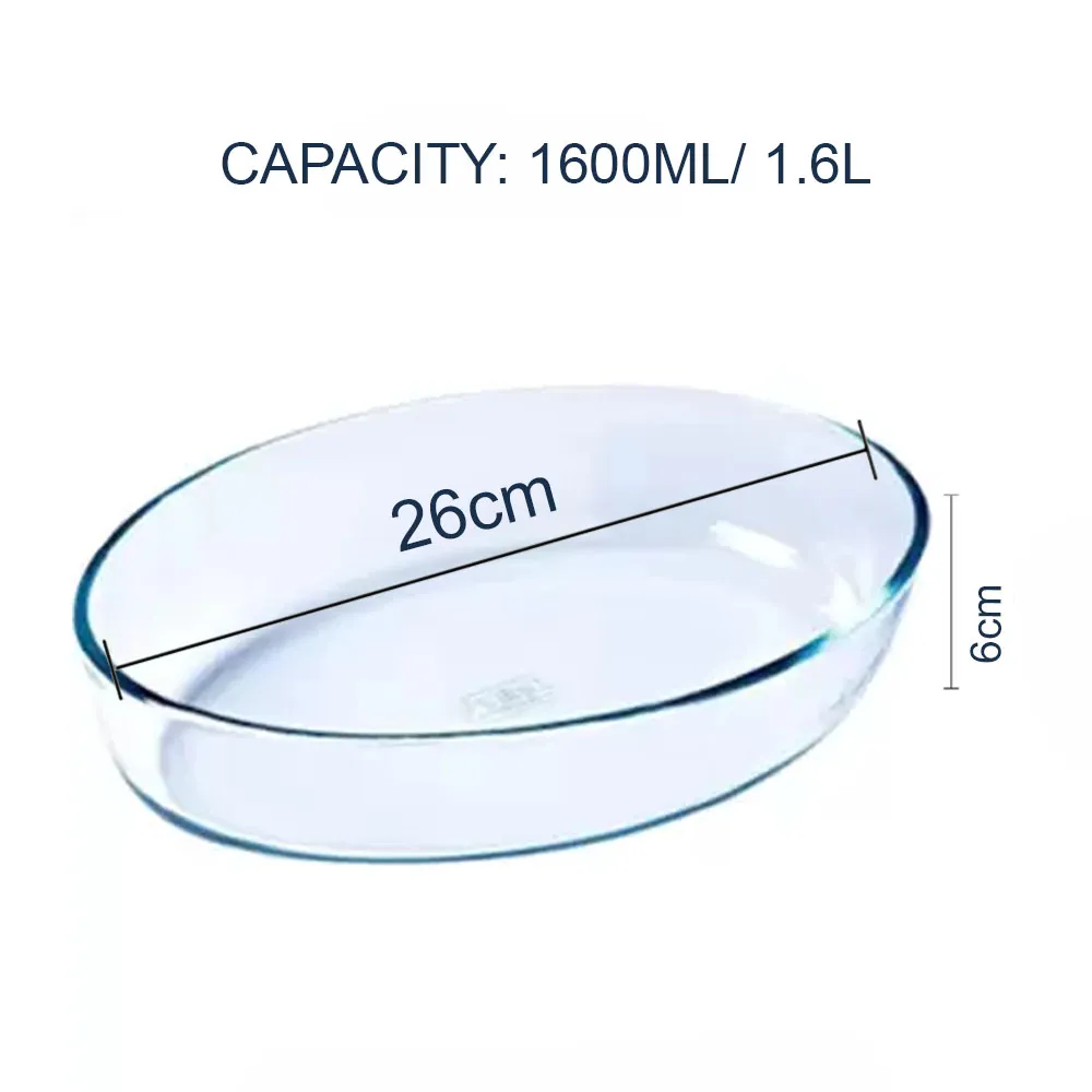 Borosilicate Glass Storage Baking Dish - 1600ml Ovel