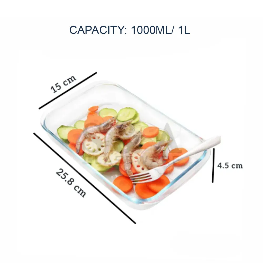 Borosilicate Glass Storage Baking Dish - 1L Rectangle