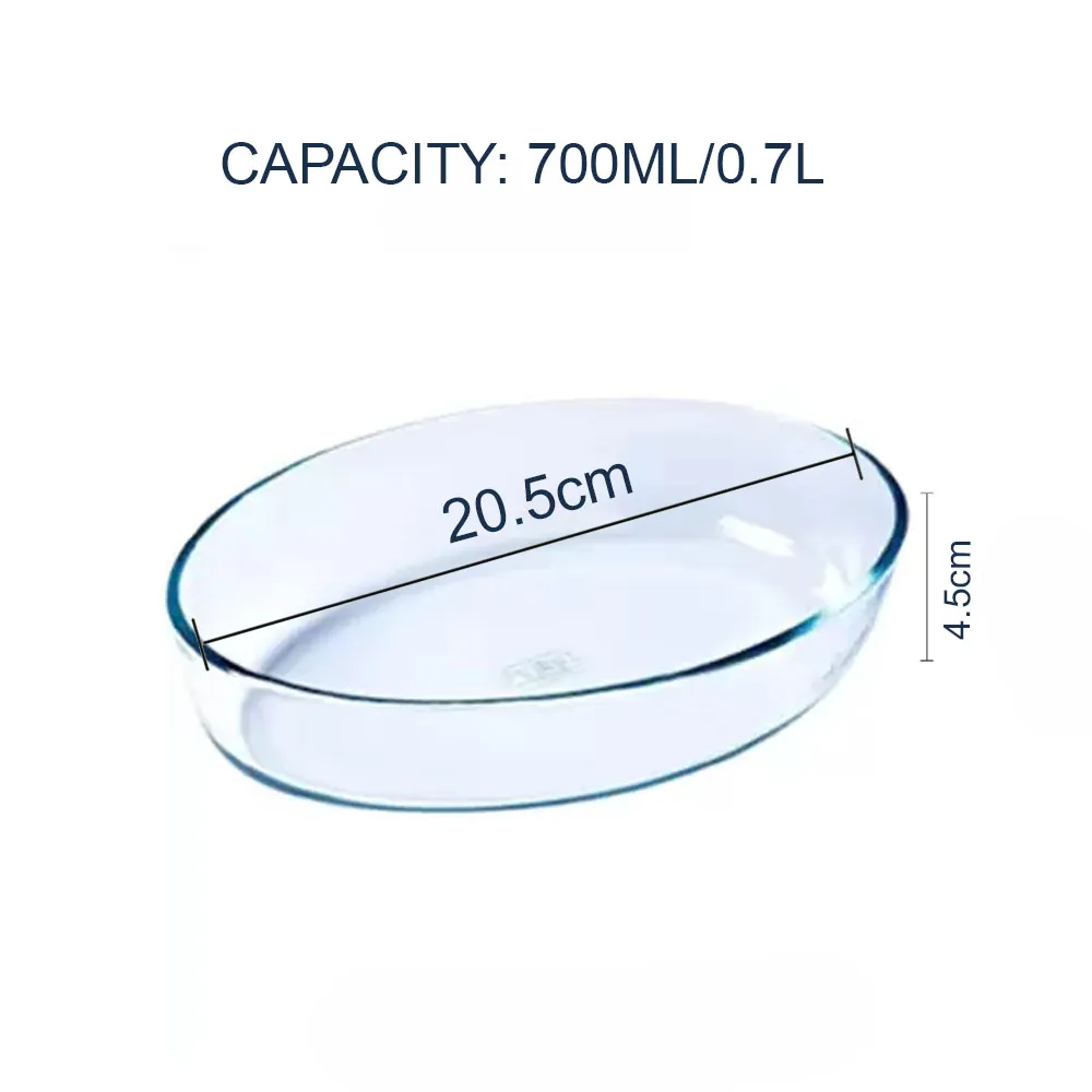 Borosilicate Glass Storage Baking Dish - 700ml Ovel