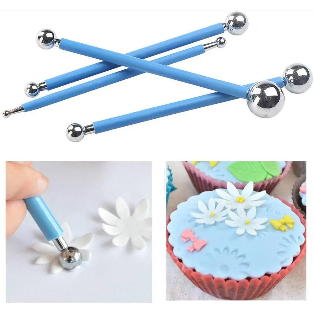 Cake Decorating Molding Metal Ball 4 Pcs Set, Icing - Blue