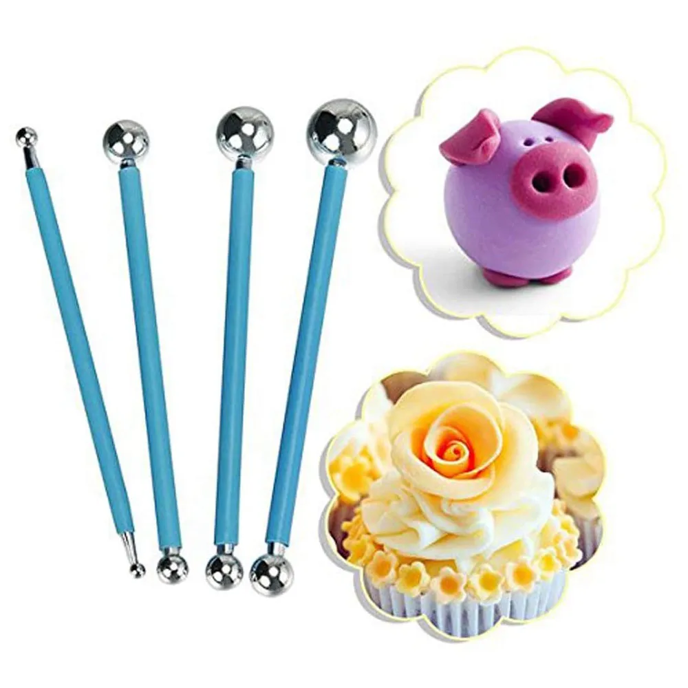 Cake Decorating Molding Metal Ball 4 Pcs Set, Icing - Blue - image 3