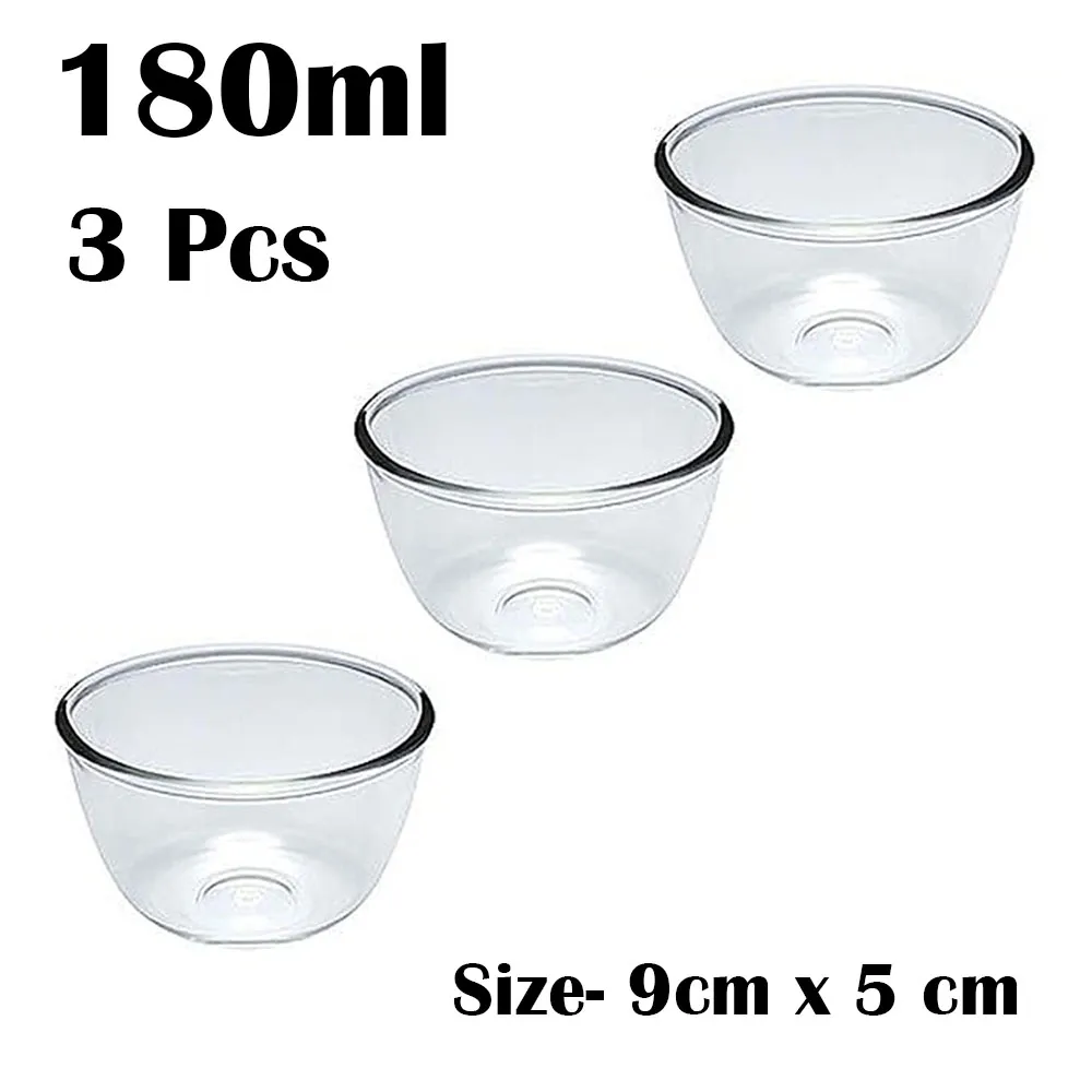 Classic Transparent Glass Bowl for Mixing - 3 pcs 180ml