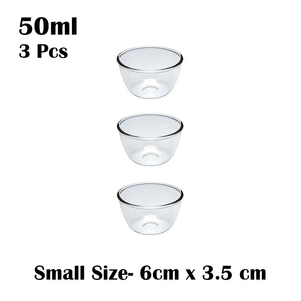 Classic Transparent Glass Bowl for Mixing - 3 pcs 50ml