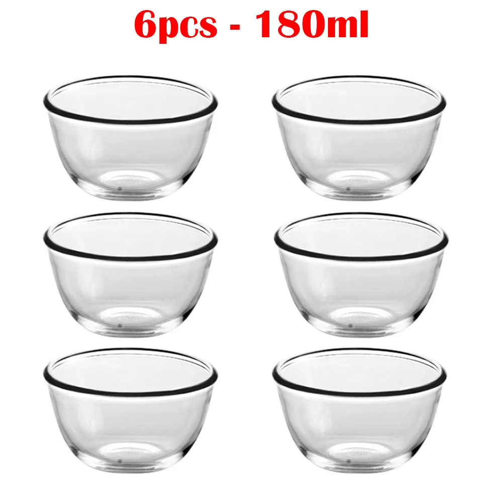 Classic Transparent Glass Bowl for Mixing - 6 pcs 180ml