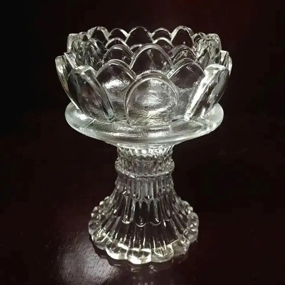 Crystal Glass Candle Holder Buddhist Lamp Household - 1 pc