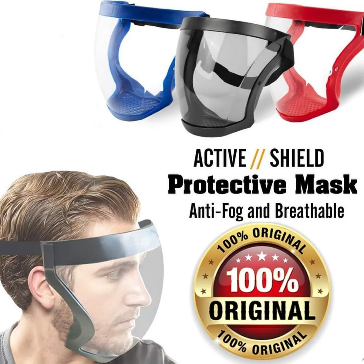 Full Face Super Protective Shields, Unisex - Black - image 2
