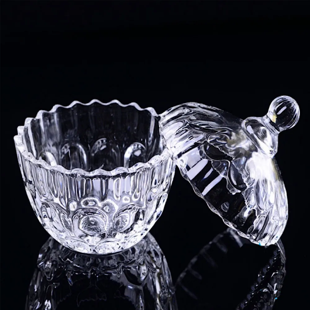 Glass Candy Dish with Lid Crystal Candy Serving Bowl - 1 Pc