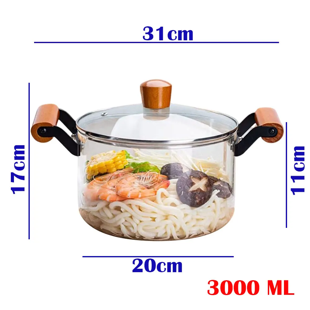 Heat-Resistant Glass Stovetop Pot, Glass - 3 liters (1POT)