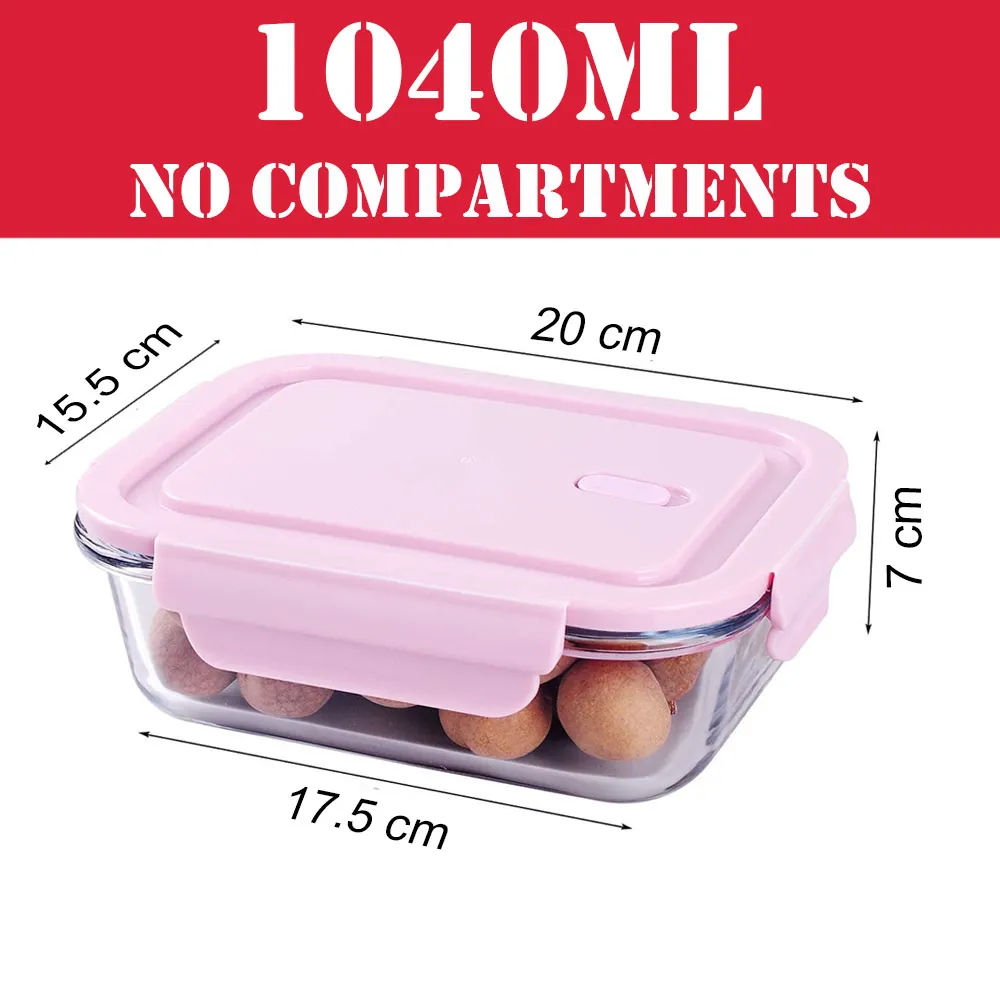 High Borosilicate Glass Food Storage - 1040ml NoComprt 1ps