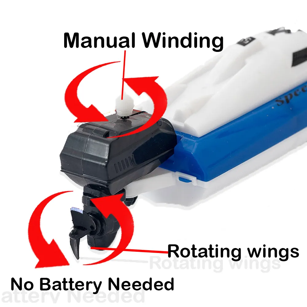 Manual Winding Water Floating Boat Toy - 1pc Random color - image 3