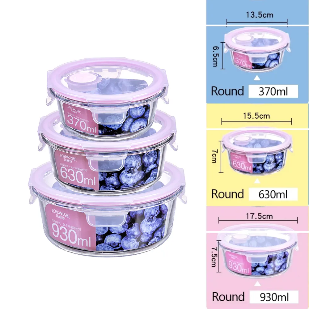 Microwave Oven Safe Waterproof Round Glass Bowl Set with - image 2